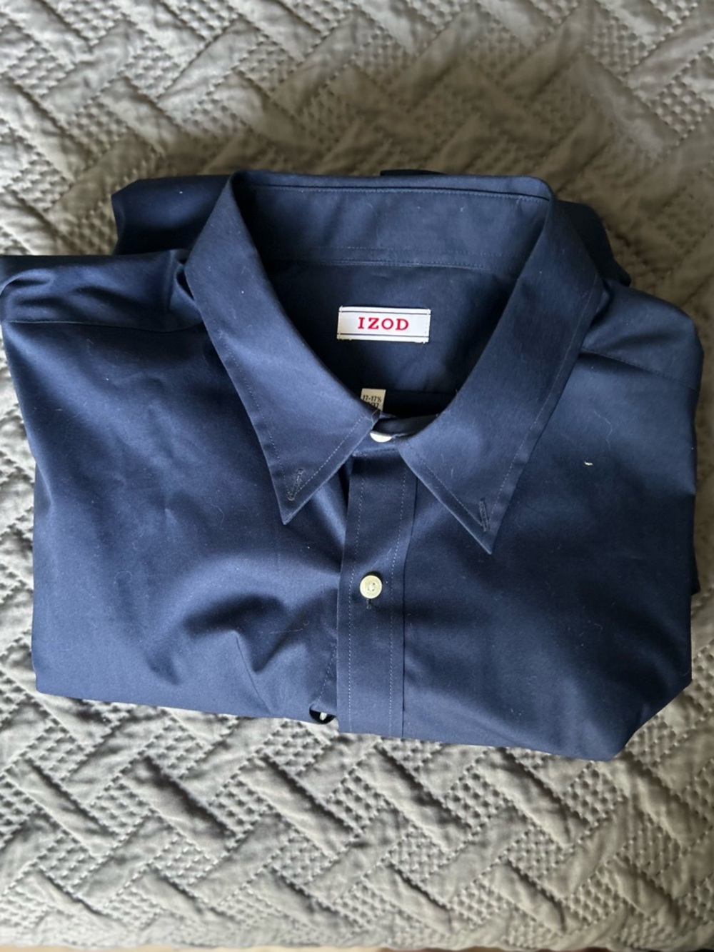Izod Men's Dark Navy Button-Up Dress Shirt
